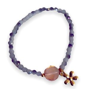 New Woman’s Grey & Pink Rose Quartz Gold Boho Handmade Daisy Bracelet